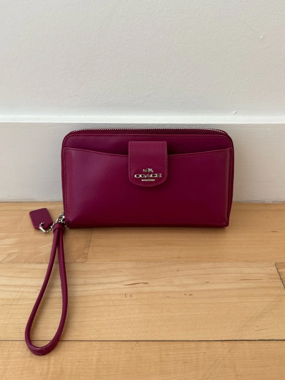 Coach Wristlet Clutch in Deep Raspberry